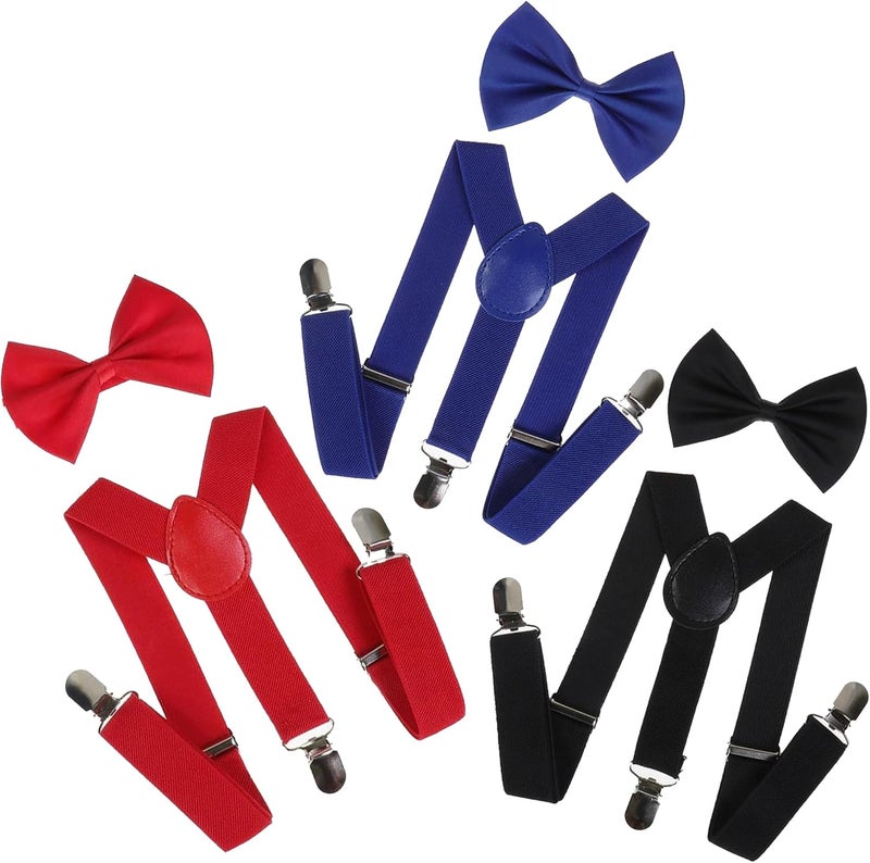 IZUS Child-Kids Suspenders Bow-Tie Sets Y-Shaped Elastic Adjustable Suspender-Set Girls-Boys for Wedding/Mime/Halloween/Party - Image 1